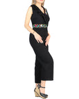 Artisanal Embroidered Jumpsuit 100% Cotton Black 604047