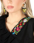 Artisanal Embroidered Set 100% Cotton Black 604048