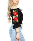 Artisanal Embroidered Blouse 100% Cotton Black 604050