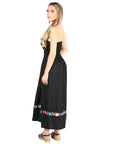 Artisanal Embroidered Dress 100% Cotton Black 604053