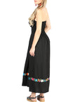 Artisanal Embroidered Dress 100% Cotton Black 604053