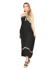Artisanal Embroidered Dress 100% Cotton Black 604053