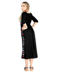 Artisanal Embroidered Dress 100% Cotton Black 604054