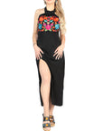 Artisanal Embroidered Dress 100% Cotton Black 604056