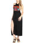 Artisanal Embroidered Dress 100% Cotton Black 604056