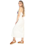 Artisanal Embroidered Dress 100% Cotton Beige 604057