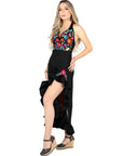 Artisanal Embroidered Dress 100% Cotton Black 604058