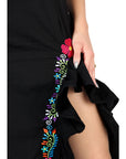 Artisanal Embroidered Dress 100% Cotton Black 604058
