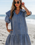 Emory Ruffled Collared Side Pockets Dress