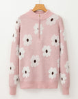 Maria Floral Half Zip Drop Shoulder Sweater