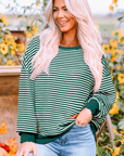 Angie Stripe Loose Drop Shoulder Long Sleeve Top