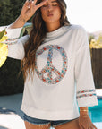 Peace Drop Shoulder Wide Sleeve Casual Top