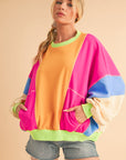 Orchid Petal Colorblock Patchwork Drop Shoulder Top