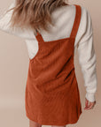 Solid Corduroy Front Pocket Sleeveless Overall Dress