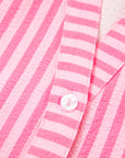 Stripe V-Neck Flare Sleeve Tiered Mini Dress