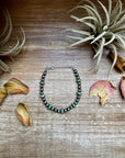 Sterling Silver Pearls with Green Turquoise Rondelles Bracelet