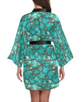 All Turquoise Women's Lounge Kimono Robe