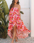 Maren Floral High Low Bandeau Vacay Dress