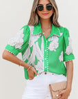 Celina Floral Ric Rac Edge Sleeve Blouse