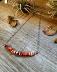 Paperclip Chain Necklace – Spiny Oyster Chip & Sterling Silver Pearl