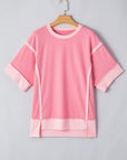 Katie Raw Seam High Low Side Split Top