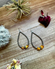 3 mm sterling silver pearls earrings teardrop with yellow amber