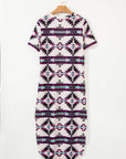 Western Aztec T-Shirt Maxi Dress