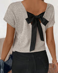 Colorblock Bow Back Ribbed Top