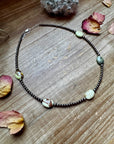5 Magnesite Lemon Turquoise Choker And Sterling Silver Pearls