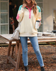 Helen Elbow Patch Half Button Sweatshirt