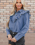 Trinity Denim Ruffled Casual Top