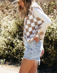 Mindi Checkered Sherpa Collared Jacket Vest