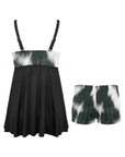 Black and White Cow Hide Swim Dress & Shorts Set