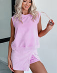 Playdate Mineral Wash Sleeveless Top and Split Skort Set