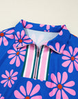 Floral Quarter Zip Summer Mini Dress