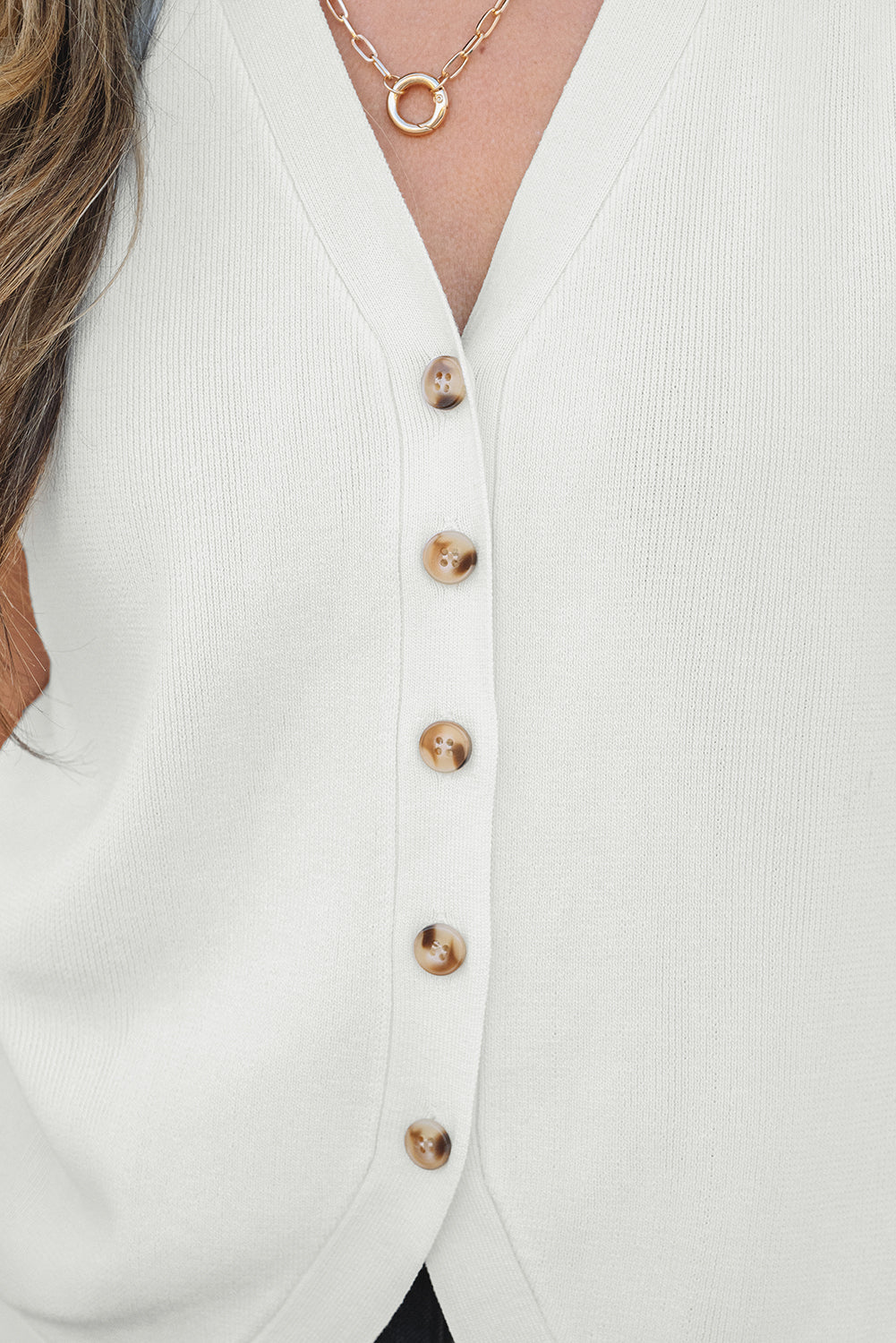 Izabella V Neck Buttoned Sweater Vest
