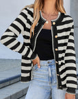 Stripe Buttoned Cardigan Sweater