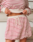 Stripe Cropped Pullover and Bubble Mini Skirt Set