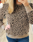 Plus Size Leopard Textured Long Sleeve Top