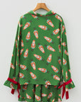 Christmas Bow Top and Ruffle Shorts Pajama Set
