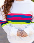 Plus Size Stripe Colorblock Drop Shoulder Sweatshirt
