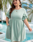 Gracie Plus Size Ruffle Trim Short Sleeve Dress