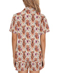 Highland Cow Floral Women's Western Pajama Set
