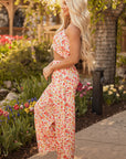 Jayleen Boho Floral Bandeau Top and High Waist Pants Set