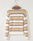 Stripe Half-Zip Drop Shoulder Sweater