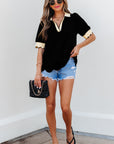 Clare Collared V Neck Puff Sleeve Blouse