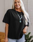 Ayra Loose Half Sleeve Hi Low Hem Top