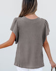 Brynn Textured Flutter Sleeve Top