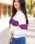 Alora Striped Accent Long Sleeve Top
