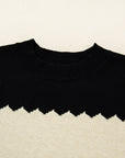 Colorblock Crew Neck Drop Shoulder Sweater